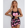 image:imageEkouaer Womens Cami Pajama Set Sleeveless Racerback Tank Top Soft SleepwearHeart Pattern