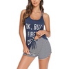 image:imageEkouaer Womens Cami Pajama Set Sleeveless Racerback Tank Top Soft SleepwearNavy Stripes