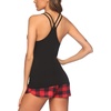 image:imageEkouaer Womens Cami Pajama Set Sleeveless Racerback Tank Top Soft SleepwearRed Plaid