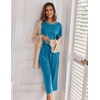 image:imageEkouaer Womens Capri Pajama Sets Print Short Sleeve Sleepwear Top and PantsAblue Green