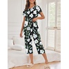 image:imageEkouaer Womens Capri Pajama Sets Print Short Sleeve Sleepwear Top and PantsBlack White Lily
