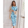 image:imageEkouaer Womens Capri Pajama Sets Print Short Sleeve Sleepwear Top and PantsBlue Tengman Flower