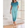 image:imageEkouaer Womens Capri Pajama Sets Print Short Sleeve Sleepwear Top and PantsBlue Willow Branches