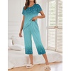 image:imageEkouaer Womens Capri Pajama Sets Print Short Sleeve Sleepwear Top and PantsBlue Willow Branches