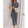 image:imageEkouaer Womens Capri Pajama Sets Print Short Sleeve Sleepwear Top and PantsDark Grey