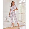 image:imageEkouaer Womens Capri Pajama Sets Print Short Sleeve Sleepwear Top and PantsDiamond Silhouette Flower