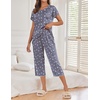 image:imageEkouaer Womens Capri Pajama Sets Print Short Sleeve Sleepwear Top and PantsGrey White Star