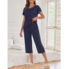 image:imageEkouaer Womens Capri Pajama Sets Print Short Sleeve Sleepwear Top and PantsNavy Blue