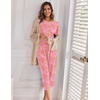 image:imageEkouaer Womens Capri Pajama Sets Print Short Sleeve Sleepwear Top and PantsPink Cashew Flower Print