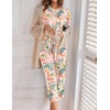 image:imageEkouaer Womens Capri Pajama Sets Print Short Sleeve Sleepwear Top and PantsPink Flower and Bird Print