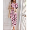 image:imageEkouaer Womens Capri Pajama Sets Print Short Sleeve Sleepwear Top and PantsRed Rose Printed