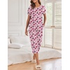 image:imageEkouaer Womens Capri Pajama Sets Print Short Sleeve Sleepwear Top and PantsRed Rose Printed