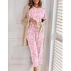 image:imageEkouaer Womens Capri Pajama Sets Print Short Sleeve Sleepwear Top and PantsRoes Flowers