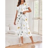 image:imageEkouaer Womens Capri Pajama Sets Print Short Sleeve Sleepwear Top and PantsWhite Flowers Print