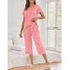 image:imageEkouaer Womens Capri Pajama Sets Print Short Sleeve Sleepwear Top and PantsWhite Strip