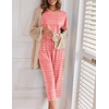 image:imageEkouaer Womens Capri Pajama Sets Print Short Sleeve Sleepwear Top and PantsWhite Strip
