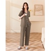 image:imageEkouaer Womens Cotton Pajamas Set Short Sleeve Button Down Pjs with PantsBrown
