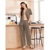 image:imageEkouaer Womens Cotton Pajamas Set Short Sleeve Button Down Pjs with PantsBrown