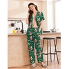 image:imageEkouaer Womens Cotton Pajamas Set Short Sleeve Button Down Pjs with PantsChristmas Green Santa Claus