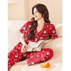 image:imageEkouaer Womens Cotton Pajamas Set Short Sleeve Button Down Pjs with PantsChristmas Red Santa Claus