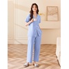 image:imageEkouaer Womens Cotton Pajamas Set Short Sleeve Button Down Pjs with PantsClear Blue