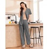 image:imageEkouaer Womens Cotton Pajamas Set Short Sleeve Button Down Pjs with PantsGrey