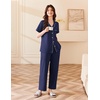 image:imageEkouaer Womens Cotton Pajamas Set Short Sleeve Button Down Pjs with PantsNavy Blue