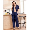image:imageEkouaer Womens Cotton Pajamas Set Short Sleeve Button Down Pjs with PantsNavy Blue