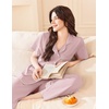 image:imageEkouaer Womens Cotton Pajamas Set Short Sleeve Button Down Pjs with PantsPink