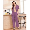 image:imageEkouaer Womens Cotton Pajamas Set Short Sleeve Button Down Pjs with PantsPurple