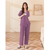 image:imageEkouaer Womens Cotton Pajamas Set Short Sleeve Button Down Pjs with PantsPurple