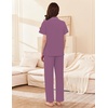 image:imageEkouaer Womens Cotton Pajamas Set Short Sleeve Button Down Pjs with PantsPurple