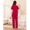 image:imageEkouaer Womens Cotton Pajamas Set Short Sleeve Button Down Pjs with PantsRed