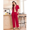 image:imageEkouaer Womens Cotton Pajamas Set Short Sleeve Button Down Pjs with PantsRed