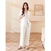 image:imageEkouaer Womens Cotton Pajamas Set Short Sleeve Button Down Pjs with PantsWhite