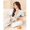 image:imageEkouaer Womens Cotton Pajamas Set Short Sleeve Button Down Pjs with PantsWhite