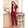 image:imageEkouaer Womens Cotton Pajamas Set Short Sleeve Button Down Pjs with PantsWine Red