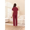 image:imageEkouaer Womens Cotton Pajamas Set Short Sleeve Button Down Pjs with PantsWine Red