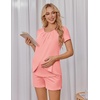 image:imageEkouaer Womens Maternity Nursing Pajamas Set Breastfeeding Sleepwear PjsOrange Pink