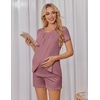 image:imageEkouaer Womens Maternity Nursing Pajamas Set Breastfeeding Sleepwear PjsPurplishred