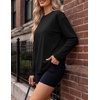 image:imageEkouaer Womens Oversized Long Sleeve Cotton Shirts Crew Neck Fall TopsBlack