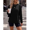 image:imageEkouaer Womens Oversized Long Sleeve Cotton Shirts Crew Neck Fall TopsBlack