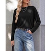 image:imageEkouaer Womens Oversized Long Sleeve Cotton Shirts Crew Neck Fall TopsBlack
