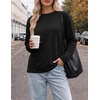 image:imageEkouaer Womens Oversized Long Sleeve Cotton Shirts Crew Neck Fall TopsBlack