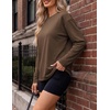 image:imageEkouaer Womens Oversized Long Sleeve Cotton Shirts Crew Neck Fall TopsBrown