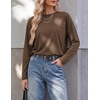 image:imageEkouaer Womens Oversized Long Sleeve Cotton Shirts Crew Neck Fall TopsBrown