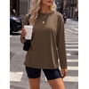 image:imageEkouaer Womens Oversized Long Sleeve Cotton Shirts Crew Neck Fall TopsBrown