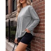 image:imageEkouaer Womens Oversized Long Sleeve Cotton Shirts Crew Neck Fall TopsGrey