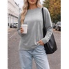 image:imageEkouaer Womens Oversized Long Sleeve Cotton Shirts Crew Neck Fall TopsGrey