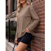image:imageEkouaer Womens Oversized Long Sleeve Cotton Shirts Crew Neck Fall TopsKhaki
